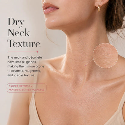 Dry neck skin with visible lines and texture